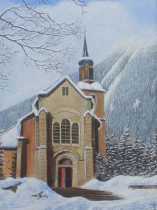 Voir le détail de cette oeuvre: L'Eglise de Chamonix sous la neige.